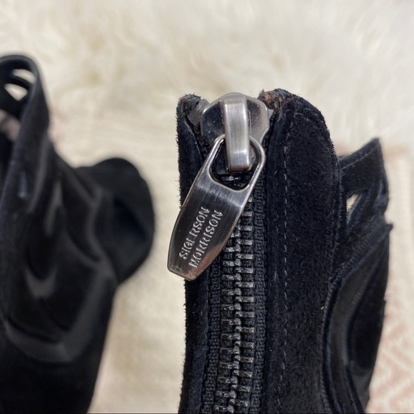 Sigerson Morrison Black Suede Mesh Cut Out Heels - Picture 7 of 9